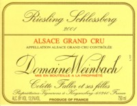 La etiqueta de Riesling Grand Cru Schlossberg, del Domaine Weinbach Vinokinesia 1
