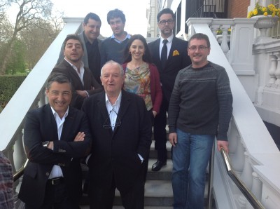 Los hermanos Roca, con Elena y Juan Mari Arzak, Quique Dacosta, Andoni Luis Aduriz y Josean Alija, este martes en Londres