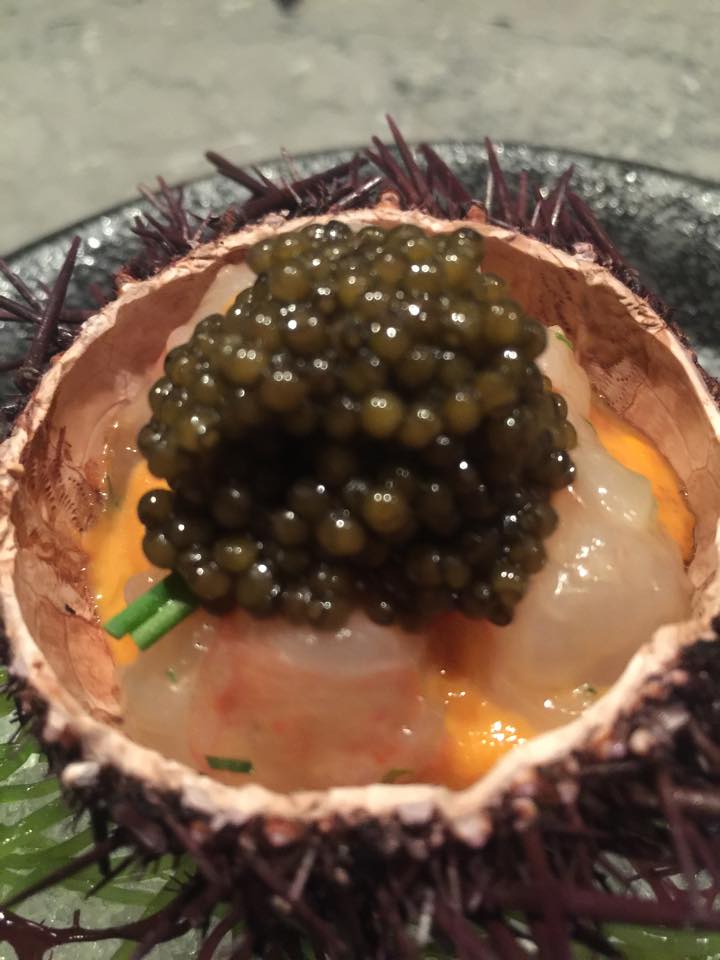 Erizo, caviar y gambas (Waku Ghin)