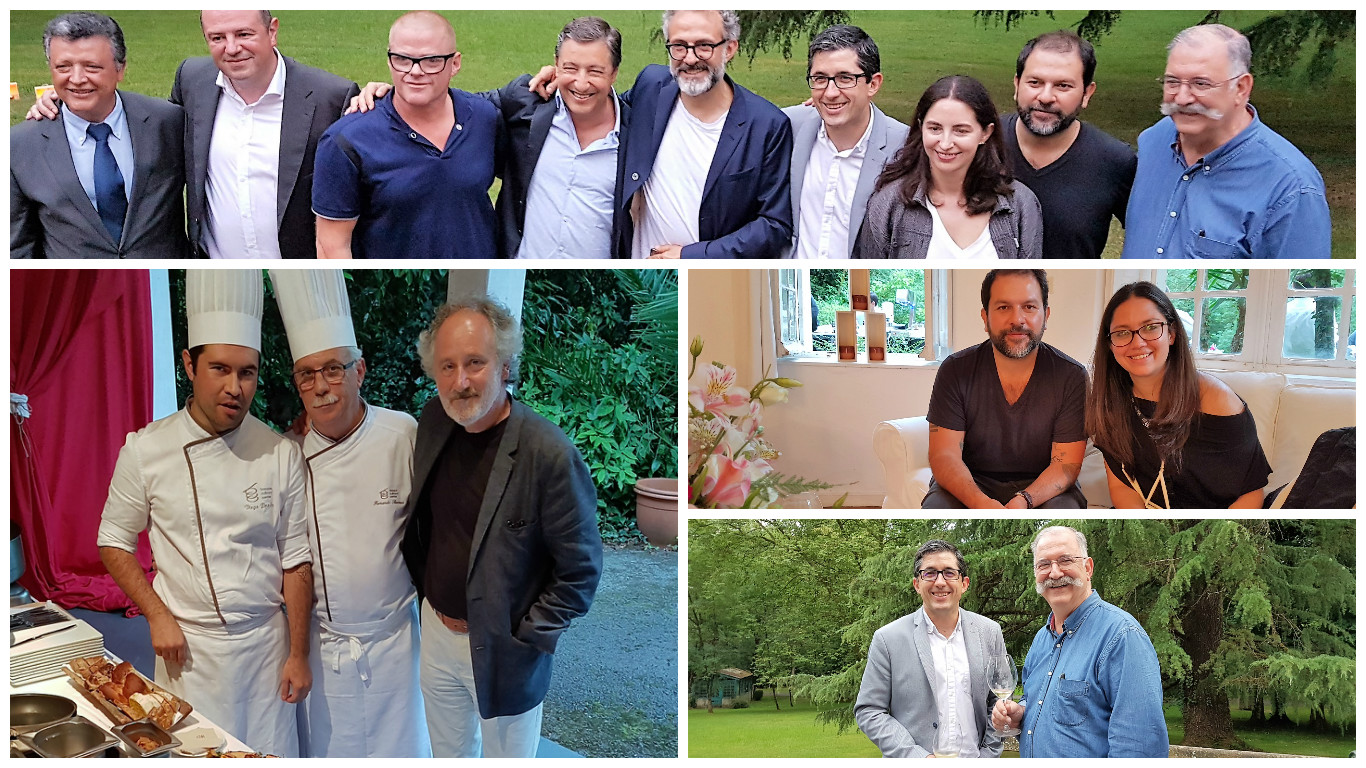 El jurado del Basque Culinary World Prize. Diego Prado, Fernando Bárcena y Yayo Galiana. Enrique Olvera y Sandra. Joxe Mari Aizega y Pedro Subijana. Chillida Leku. Fotos: Xavier Agulló.