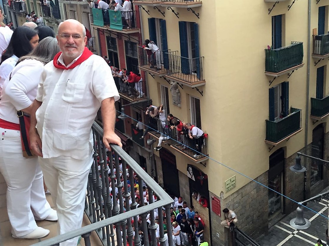 Fernando Huidobro en el encierro. Pamplona.
