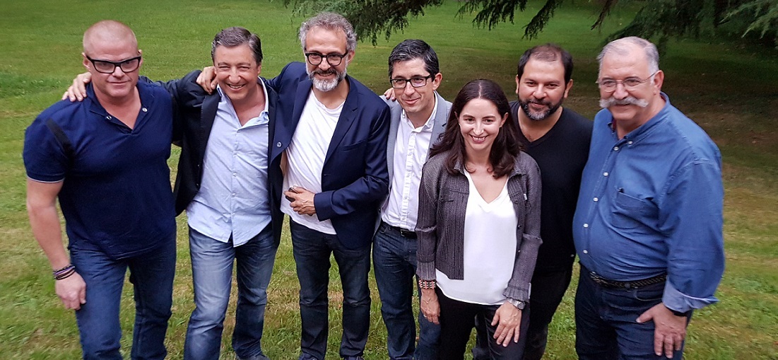Heston Blumenthal, Joan Roca, Massimo Bottura, Joxe Mari Aizega, Elena Arzak, Enrique Olvera y Pedro Subijana