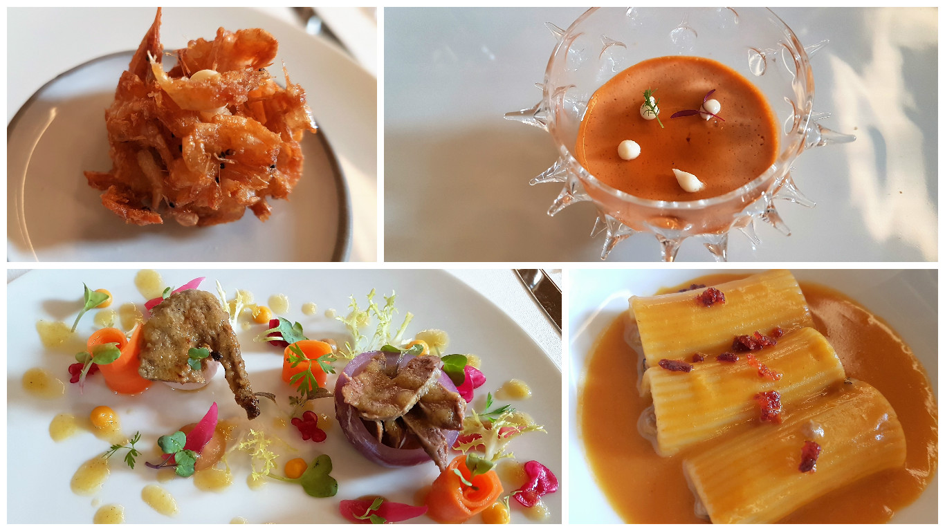 Buñuelo. Flan. Pichón. Rigatoni. A Barra.Madrid. Fotos Xavier Agulló.