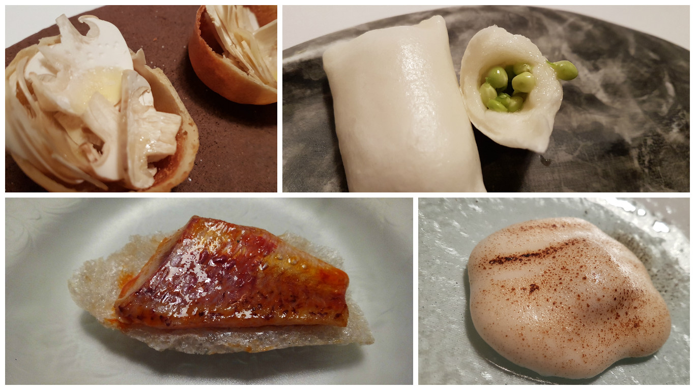Natto. Guisantes. Piel de cerdo. Verdel. Mugaritz. Fotos Pilar Salas y Xavier Agulló.