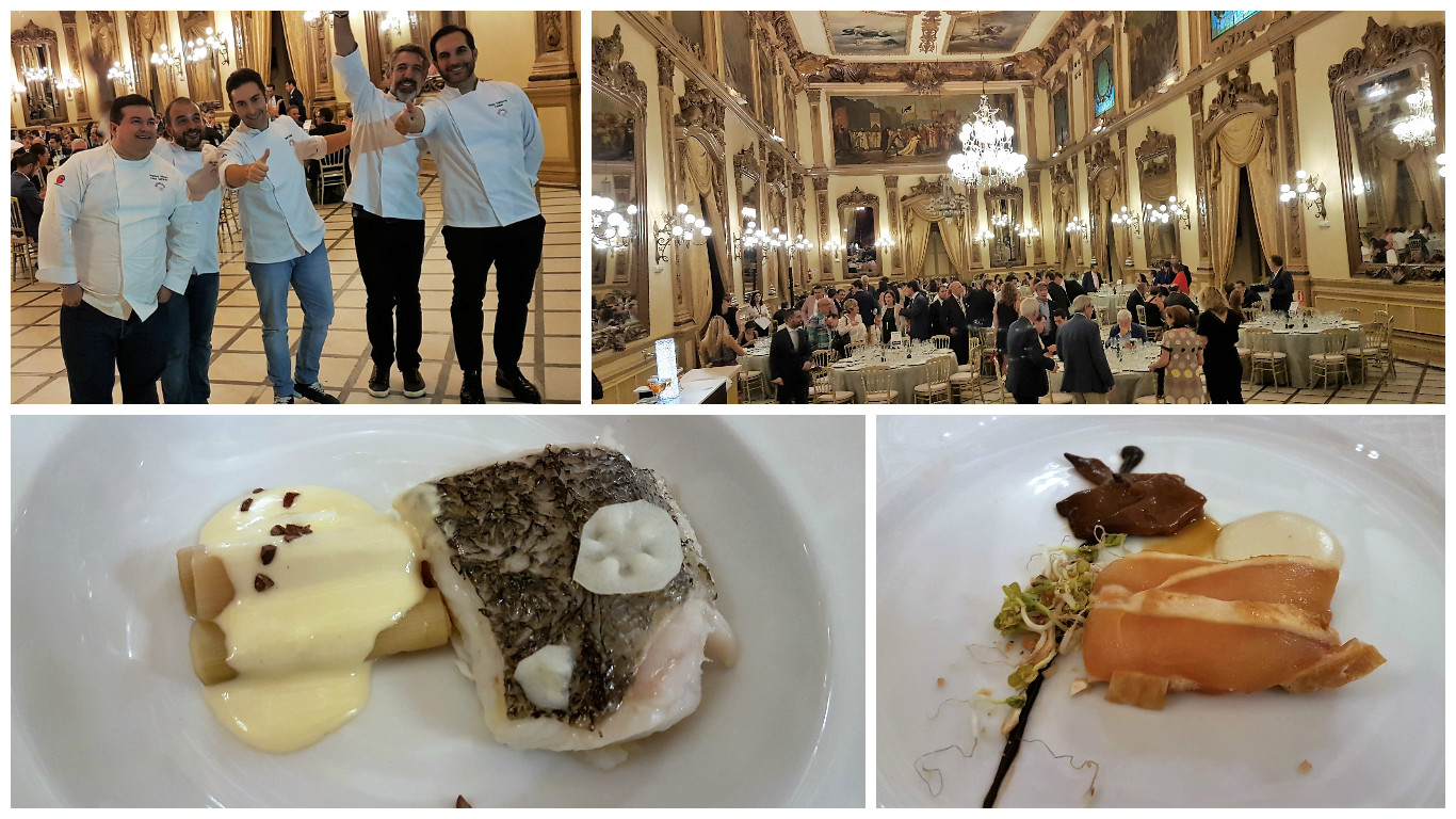 El elenco de la cena. Salón del Real Círculo. Merluza de Marcos. Pollo de Pepe. Califato Gourmet 16. Córdoba. Fotos Xavier Agulló.