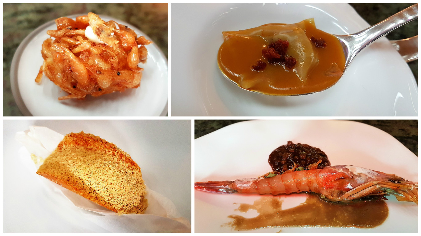 Buñuelo. Oreja. Foie gras. Gamba. A' Barra. Madrid. Fotos Xavier Agulló.