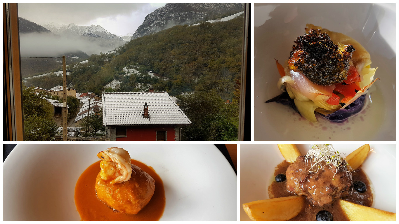 Vistas desde la habitación. Verduras. Merluza. Jabalí. Restaurante Gotta. Hotel Tierra del Agua. Caleao. Asturias. Fotos: Xavier Agulló.