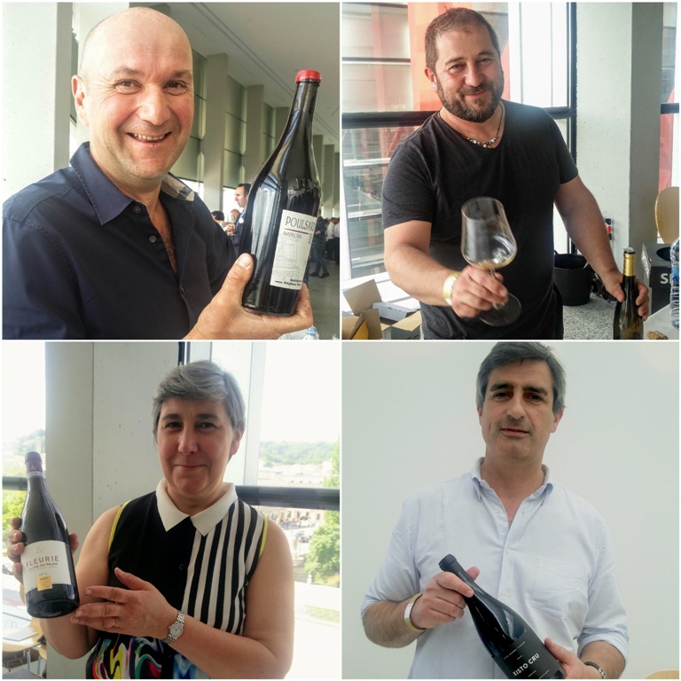 De izquierda a derecha: Stephane Tissot (Jura), Marcial Dorado (Rías Baixas y Bierzo), Chantal Lafarge (Côte de Beaune y Beaujolais) y Luis Seabra (Douro)