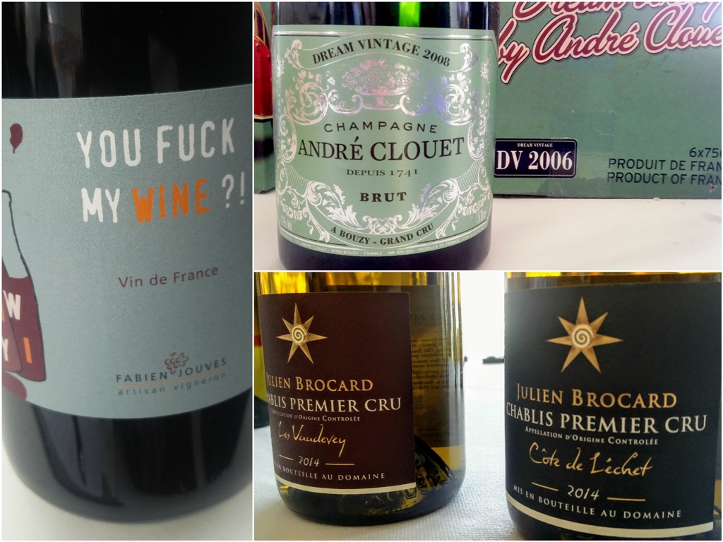 You Fuck My Wine?! de Mas del Périé en Cahors, un Champagne de la añada 2008 de André Clouet y los Chablis de Julien Brocard