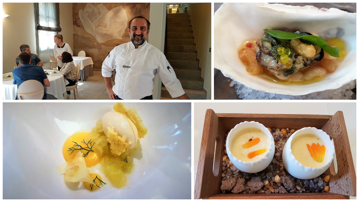 Xavi Franco. Ostra. Helado de miel. Huevo. Les Magnòlies. Arbúcies. Fotos Xavier Agulló.