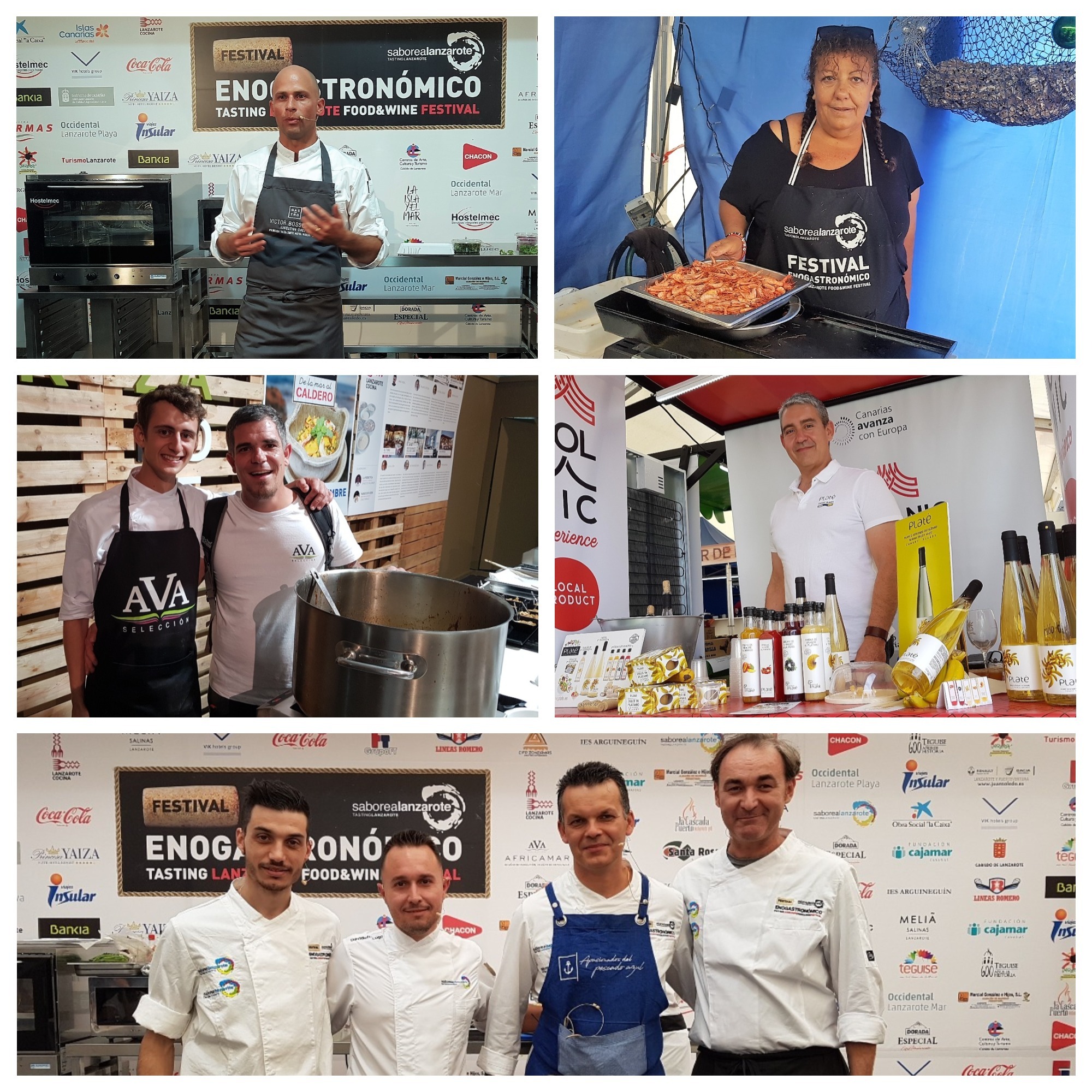 Víctor Bossecker. Señora Olivero. Joao Henrique Faraco y Edu García. Carlos Guevara. Josué Mendoza, Davidoff Lugo, Juan carlos Clemente y Orlando Ortega. Saborea Lanzarote 17. Teguise. Lanzarote. Fotos: Xavier Agulló.