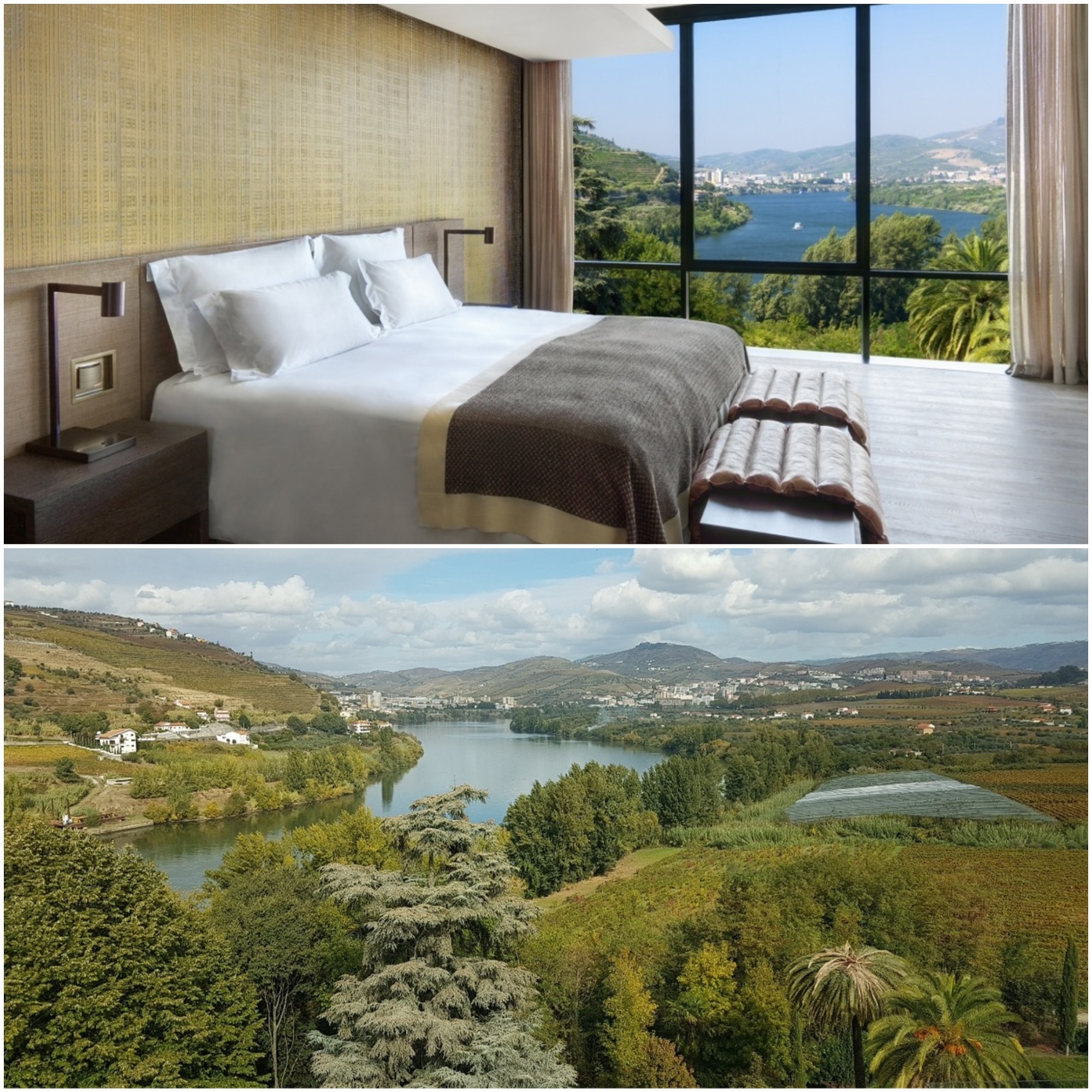El dormitorio y las vistas de la suite. ¿Qué se te ocurre? Hotel Six Senses Douro Valley. Lamego. Oporto. Portugal.