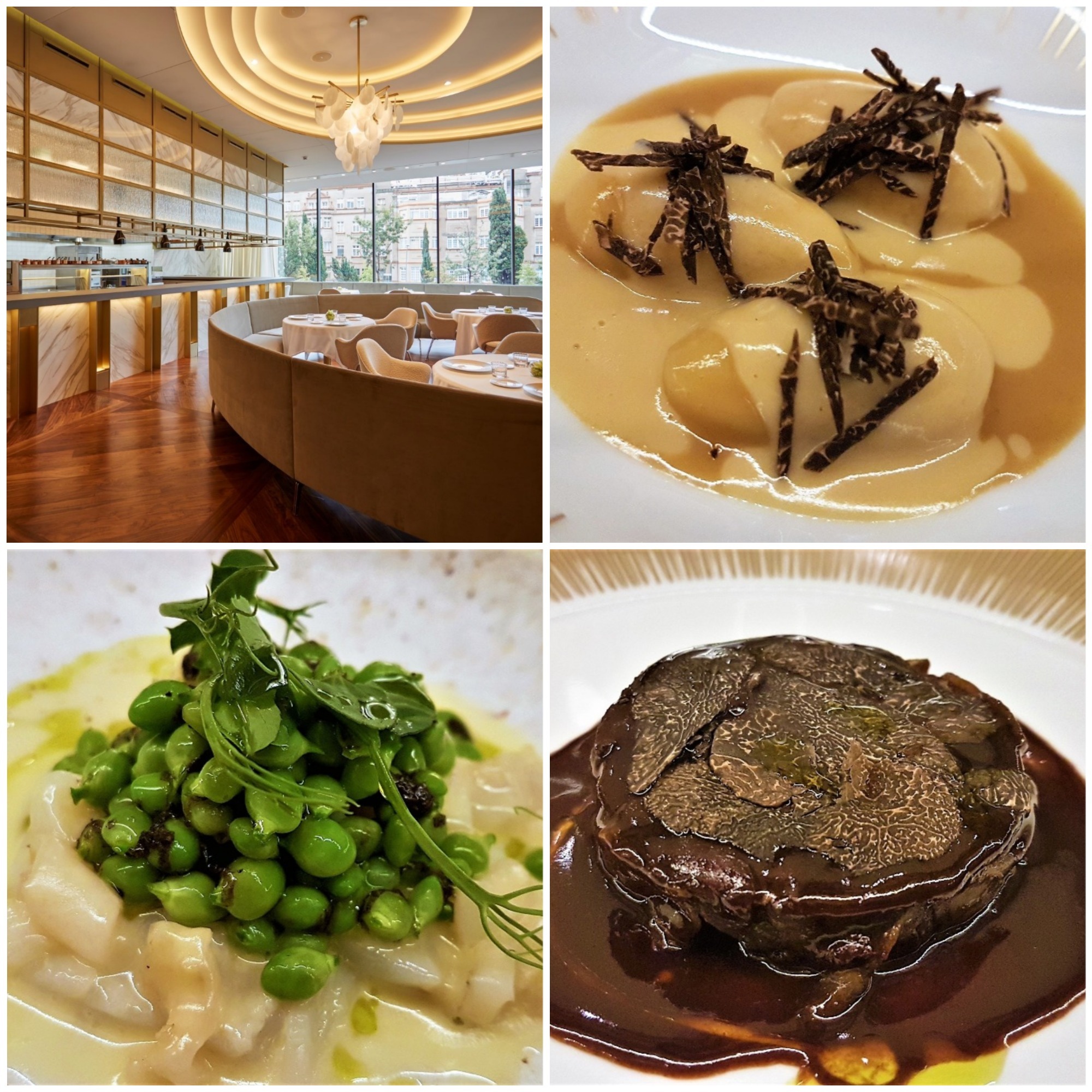 Comedor. Ñoquis. Guisantes. Liebre. Restaurante BeSo. Hotel Sofia. Barcelona.