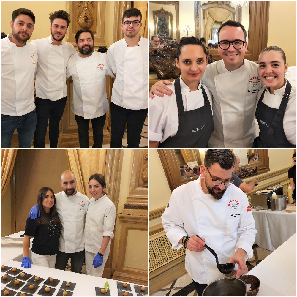 Juanlu, Paco, Benito y Jesús con sus equipos. Califato Gourmet. Córdoba. Fotos: Xavier Agulló.