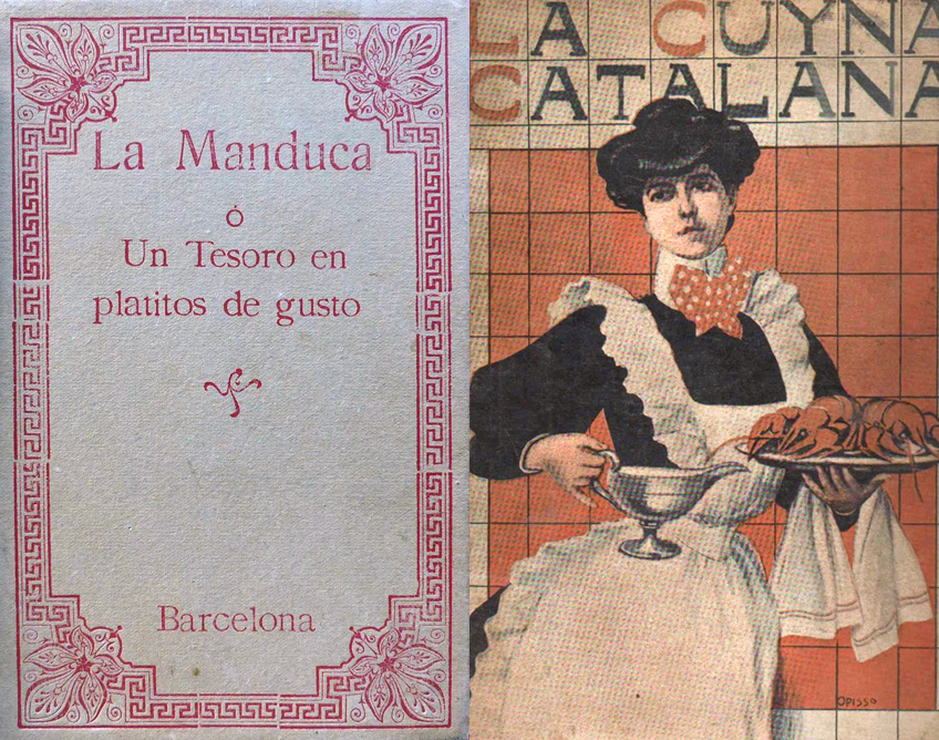 Portadas de ‘La Manduca’ (Doménech, ca. 1924) y ‘La Cuyna catalana’ (Cunill de Bosch, 1907)