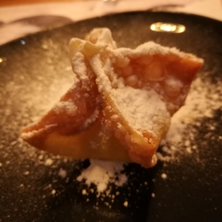 Dumpling dulce de tarta de queso y membrillo