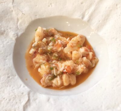 Salpicon de bogavante, cigalas, carabineros y langostinos. foto: A. Luchini.