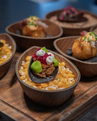 Taco de cabra satay, ejemplo de cocina viajera en Tacande