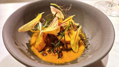 Cigala real, yacon y crema de calabaza. Foto X. Agulló.