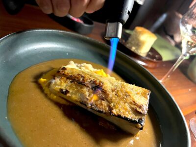 Palmito al carbón con miso y y demi glace