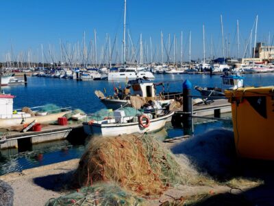 Barcos de artes menores en el puerto pesquero de Rota
