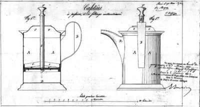 Patente de la prensa francesa presentada en 1852 por los inventores franceses Mayer and Delforg.