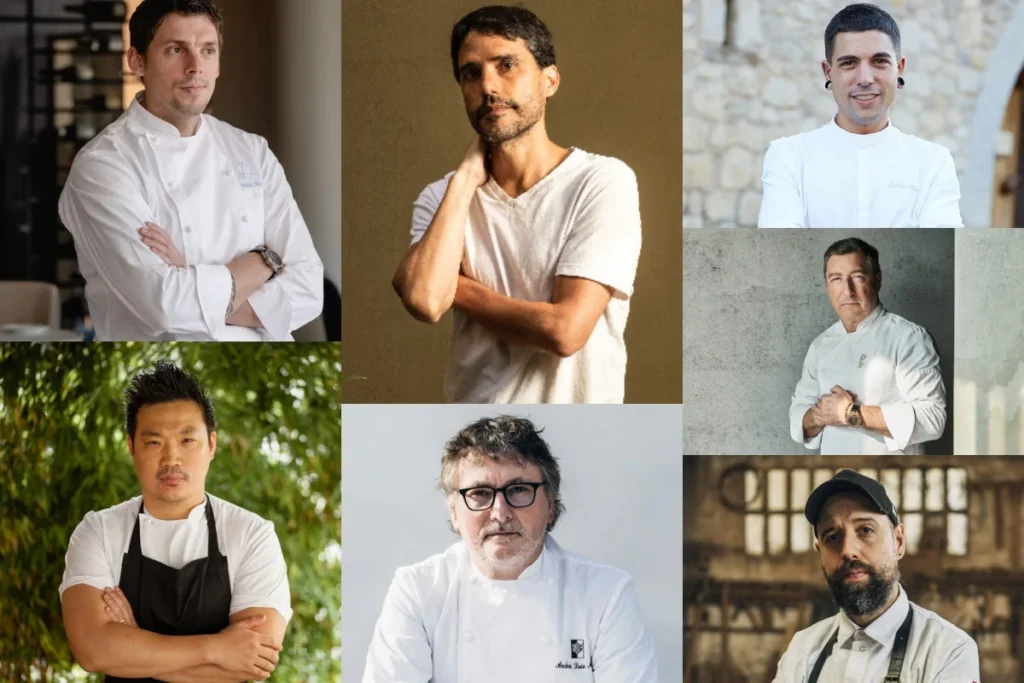 Fabien Ferré, Andrew Wong, Virgilio Martínez, Andoni L. Aduriz, Julen Baz, Joan Roca y Edorta Lamo