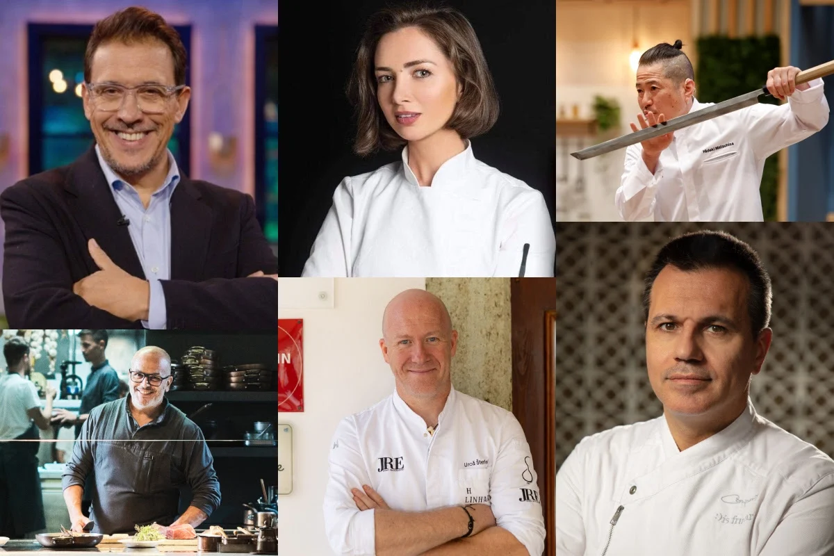 Francis Paniego, Jordi Vilà, Daduna Ghlonti, Uroš Štefelin, Hideki Matsuhisa y Oriol Castro.