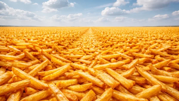 Campo de patatas fritas hecho con inteligencia artificial