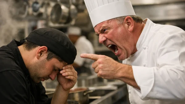 Acoso laboral en la cocina, imagen creada con IA