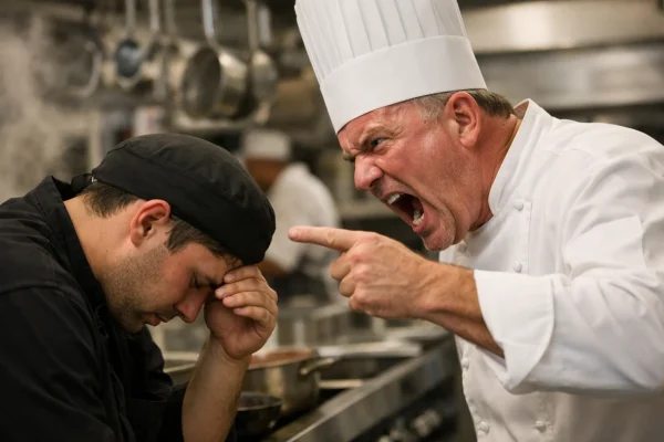 Acoso laboral en la cocina, imagen creada con IA