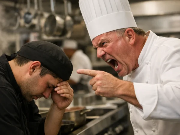 Acoso laboral en la cocina, imagen creada con IA