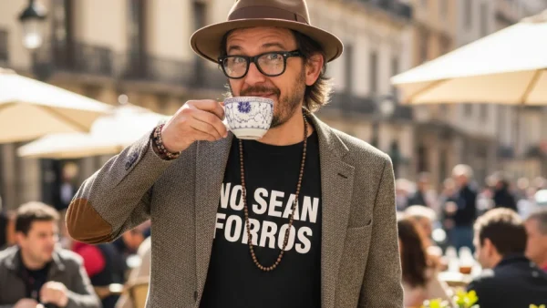 Hombre con una camiseta que pone No sean Forros