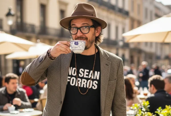 Hombre con una camiseta que pone No sean Forros