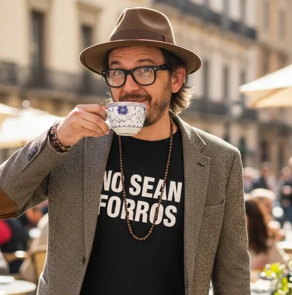 Hombre con una camiseta que pone No sean Forros