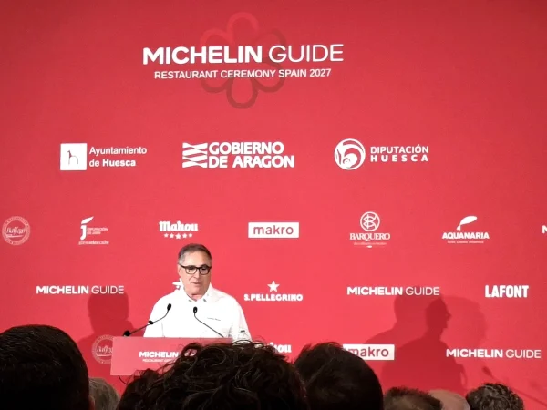 Carmelo Bosque en la presentación de la Gala Michelin 2027 de Huesca