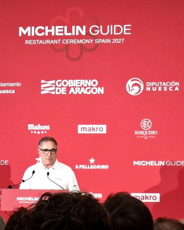 Carmelo Bosque en la presentación de la Gala Michelin 2027 de Huesca
