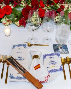 Spain Fusion Tampa. La mesa vestida para la cena de gala ofrecida por la Oficina Comercial de la Embajada de España.