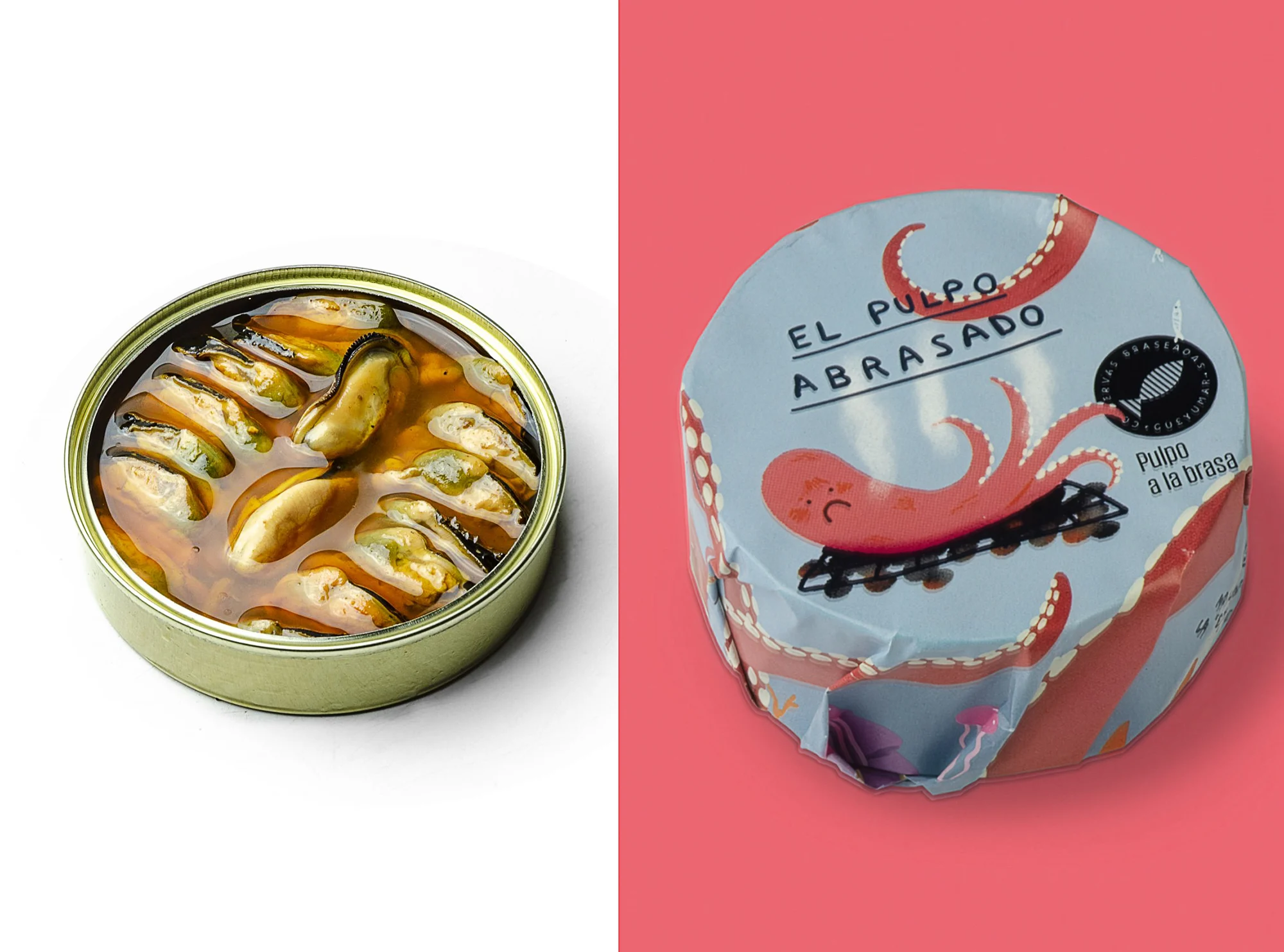 Mejillones Gueyu de Mar y pulpo.