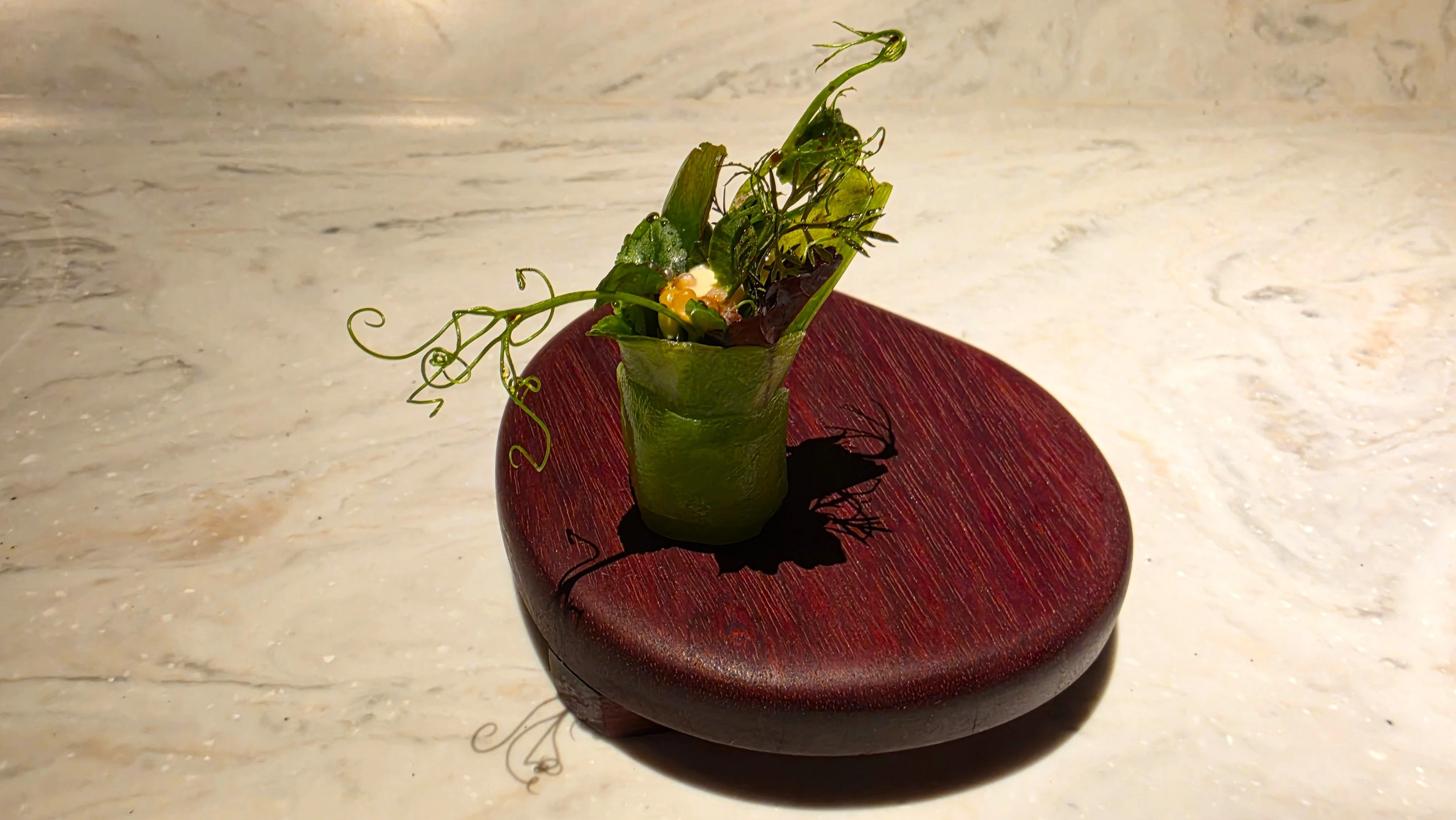 Chayote con hierbas y finger lime